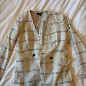 Ann Taylor Cream Plaid Jacket